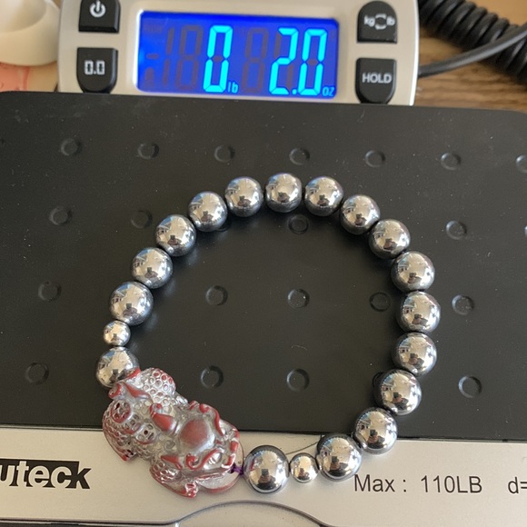 HEMATITE + CINNABAR NATURAL BRACELET size 7” - Picture 7 of 12